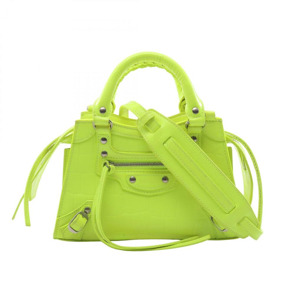 Balenciaga NEO CITY Neon Handbag Leather Yellow Tone